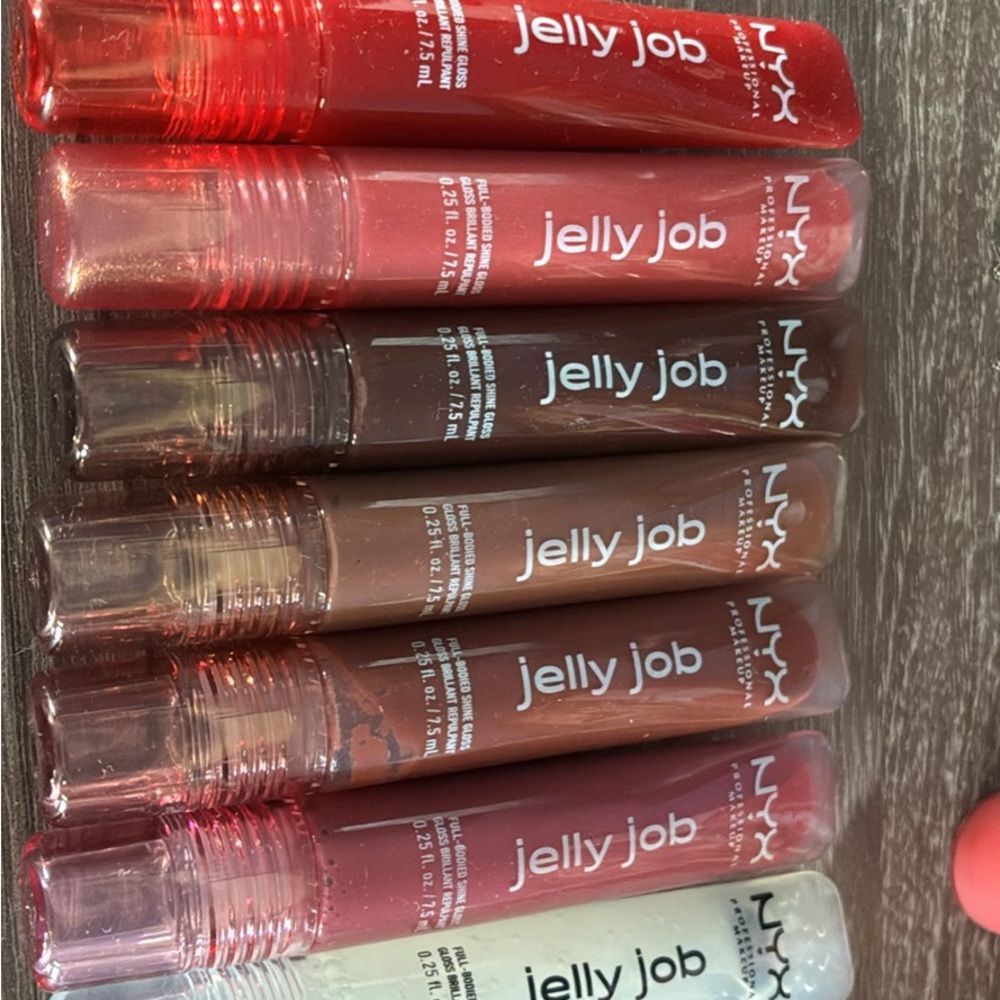 NYX Jelly Job Sheer Lip Gloss Set — Red, Pink, Brown, Nude, Clear